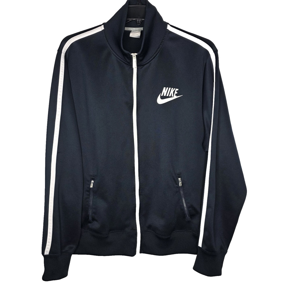 Nike Mens 2XL Track Zippered Retro Inspired Jacket Blue White Stripe Swoosh Y2K